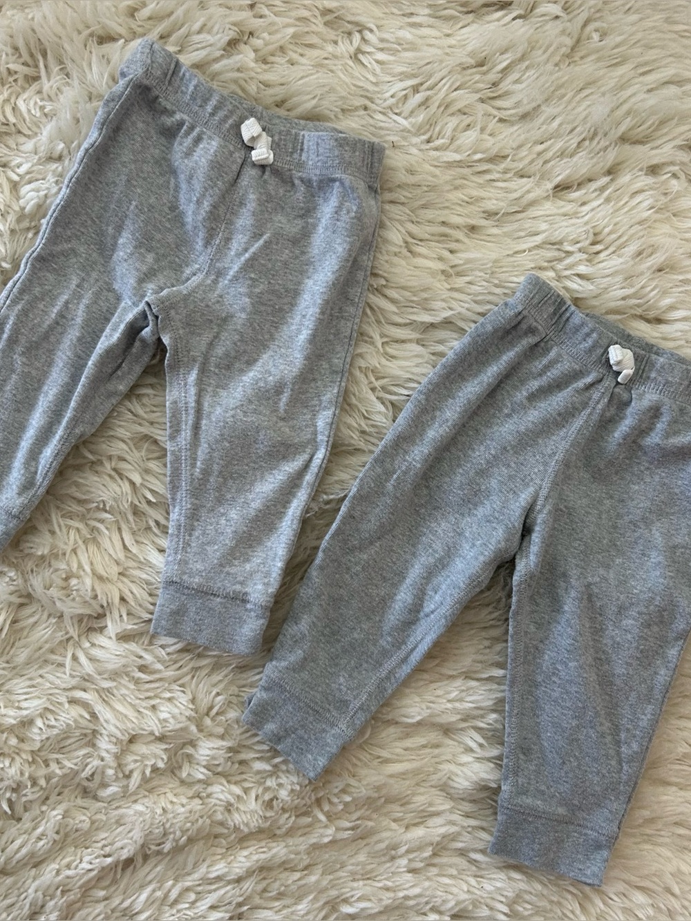 Carter’s Grey Cotton Baby Joggers Leggings Bottoms Set of Two Size 12 Months